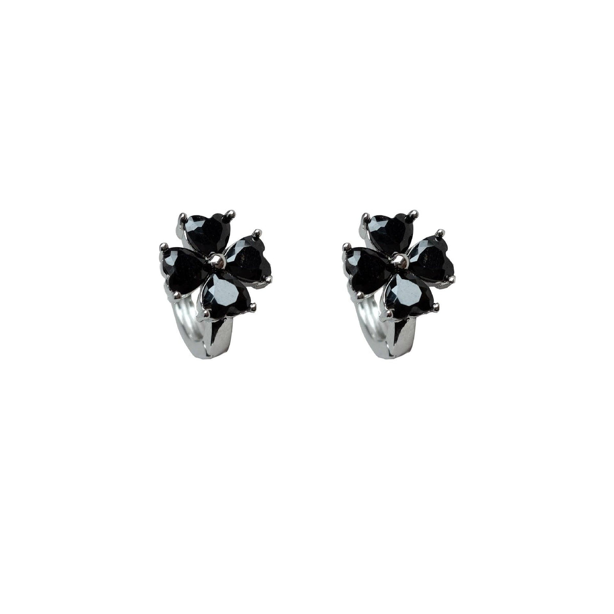 C관 - 미니 큐빅 블랙 클로버 디자인 데일리 유니크 링형 귀걸이 [1295] 24.03-2