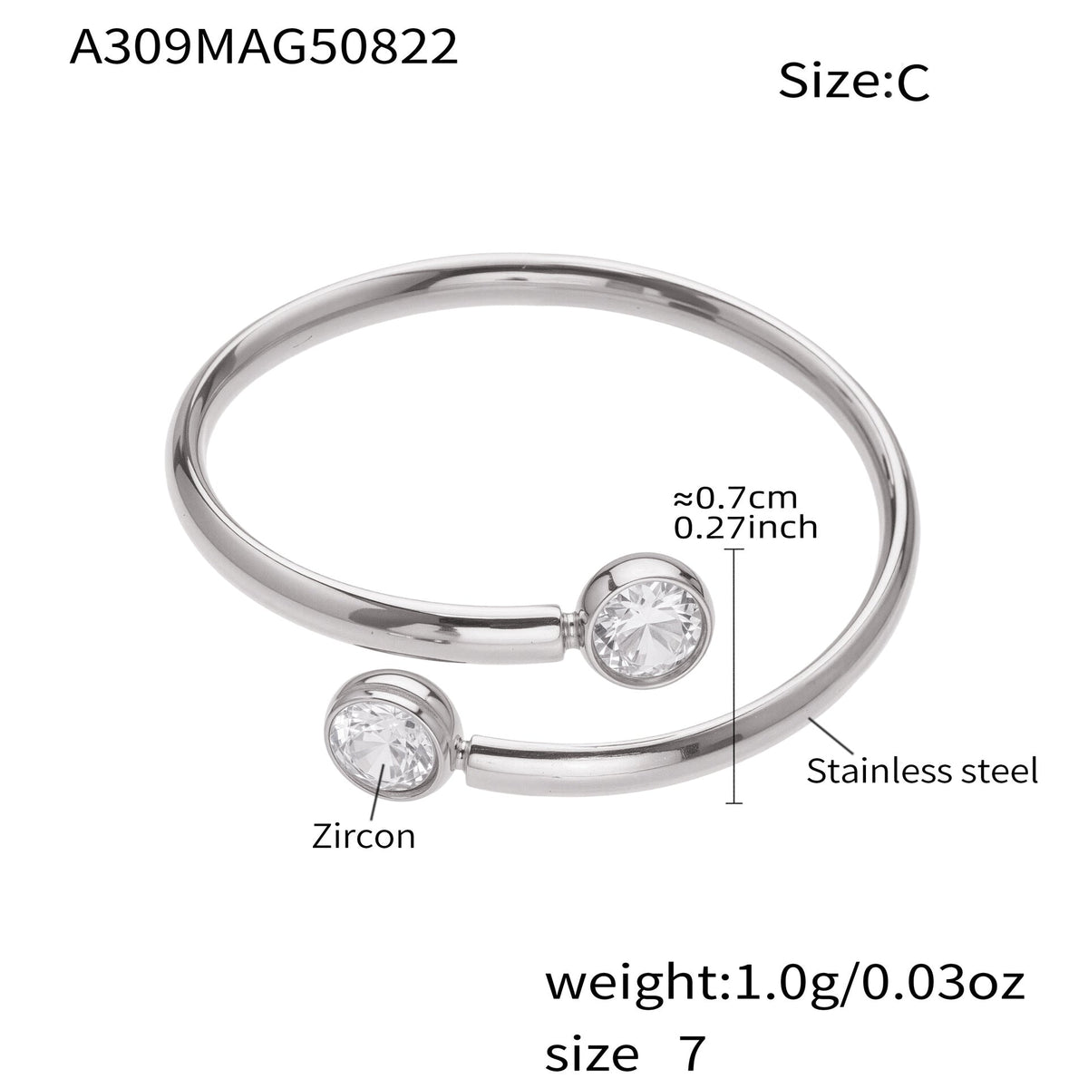 D관 - 큐빅 스테인리스 스틸 18K 골드 도금 반지 [A309-A312-A313] 25.09-4