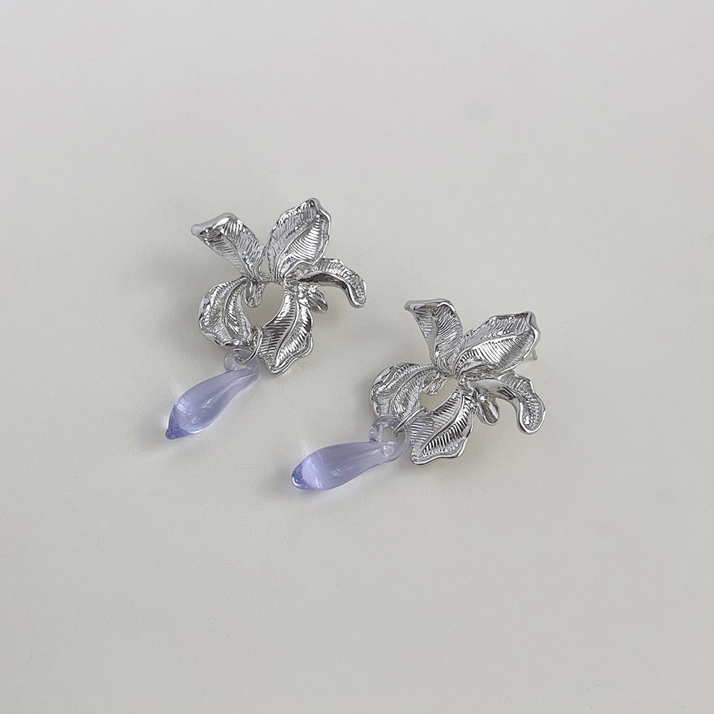 C관 - 아이리스 디자이너 글라스 크리스탈 수정 은침 귀걸이 [4118-4119] 24.05-5