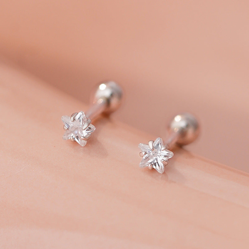 B관 - 999 실버 별 모양 큐빅 피어싱 귀걸이 [YC4262E_1] 25.11-2