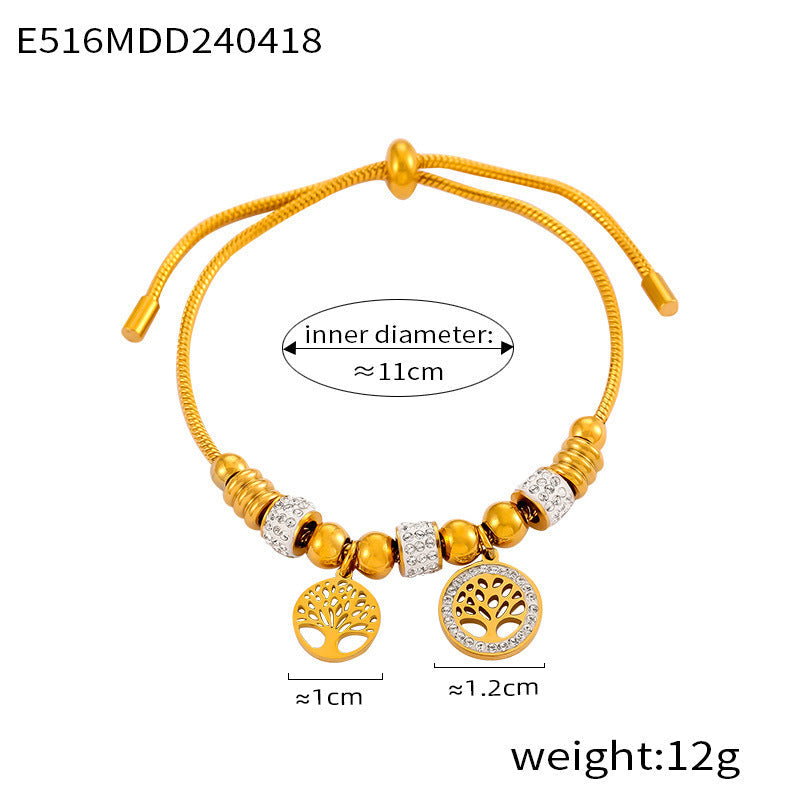 D관 - 빈티지 레트로 큐빅 장식 기하학 패턴 티타늄 스틸 도금 팔찌 [E514-21] 24.04-4