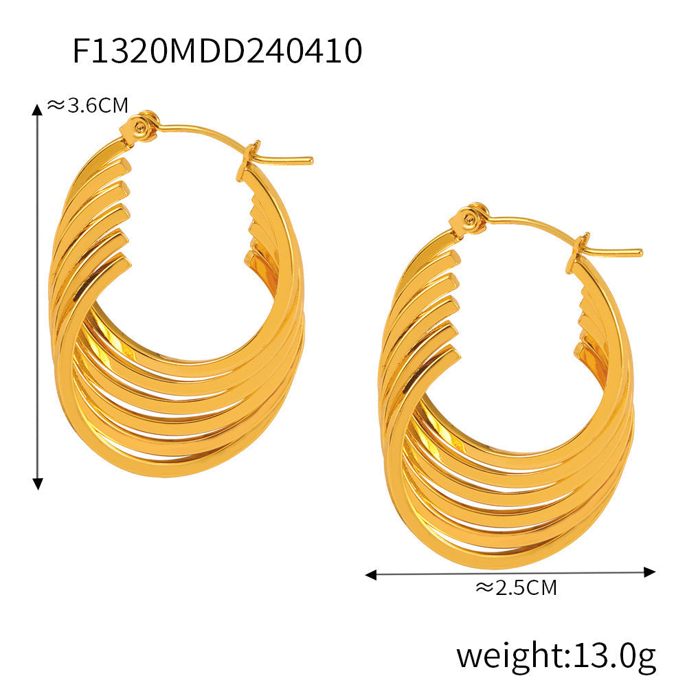 D관 - 티타늄 스틸 레트로 다층 오픈워크 기하학 귀걸이 [F1319-21-25-26] 24.04-3