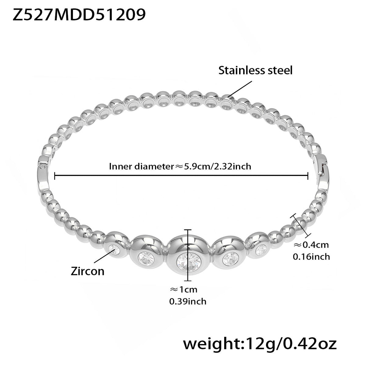 D관 - 스테인리스 스틸 18K 도금 큐빅 버클 팔찌 [Z525-Z527] 25.12-3