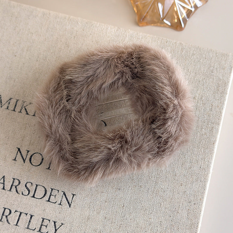 E관 - 퍼 소재 타원형 호피무늬 대형 집게핀 [26154] 25.11-1