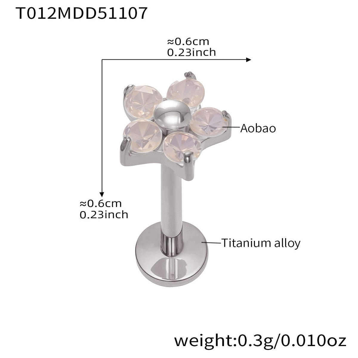D관 - 티타늄 합금 스틸 입술용 단품 피어싱 [T009] 25.11-2