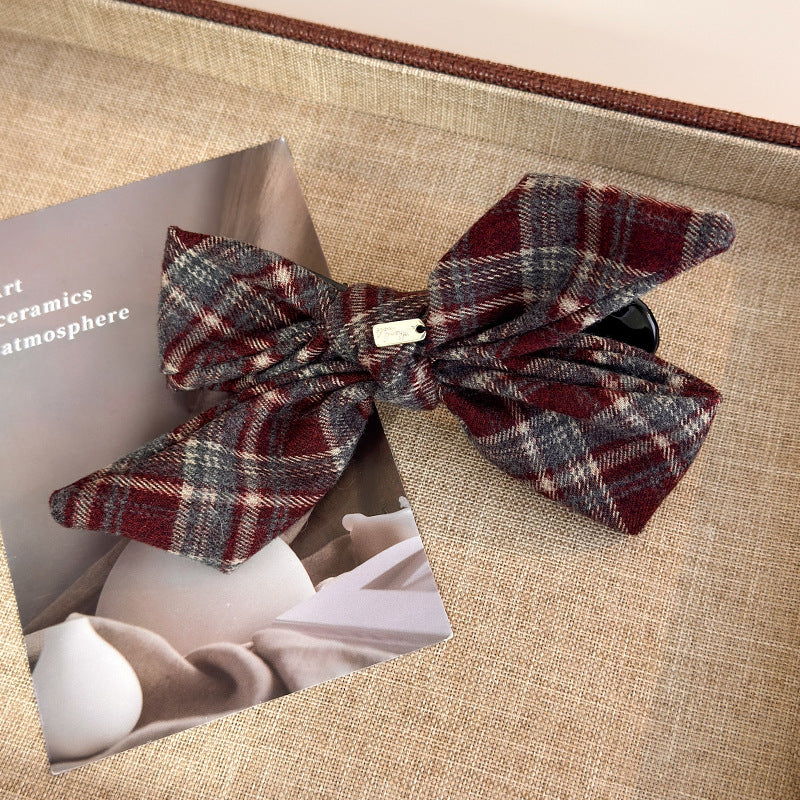 E관 - 체크 도트 리본 골드 포인트 집게핀 [27749] 25.12-1