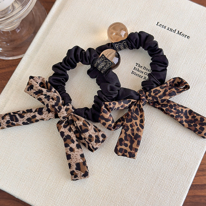 E관 - 호피 패브릭 리본 곱창 헤어밴드 [27487] 25.09-4