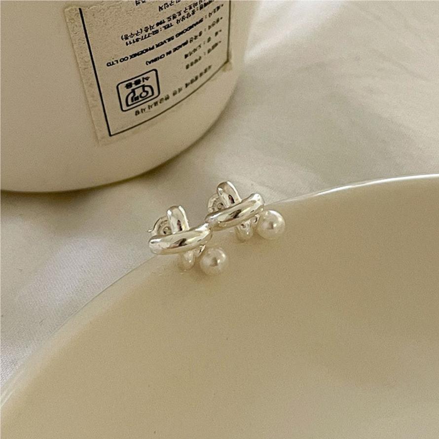 F관 - 925 실버 진주 크로스 모양 귀걸이 [C1058] 25.09-4