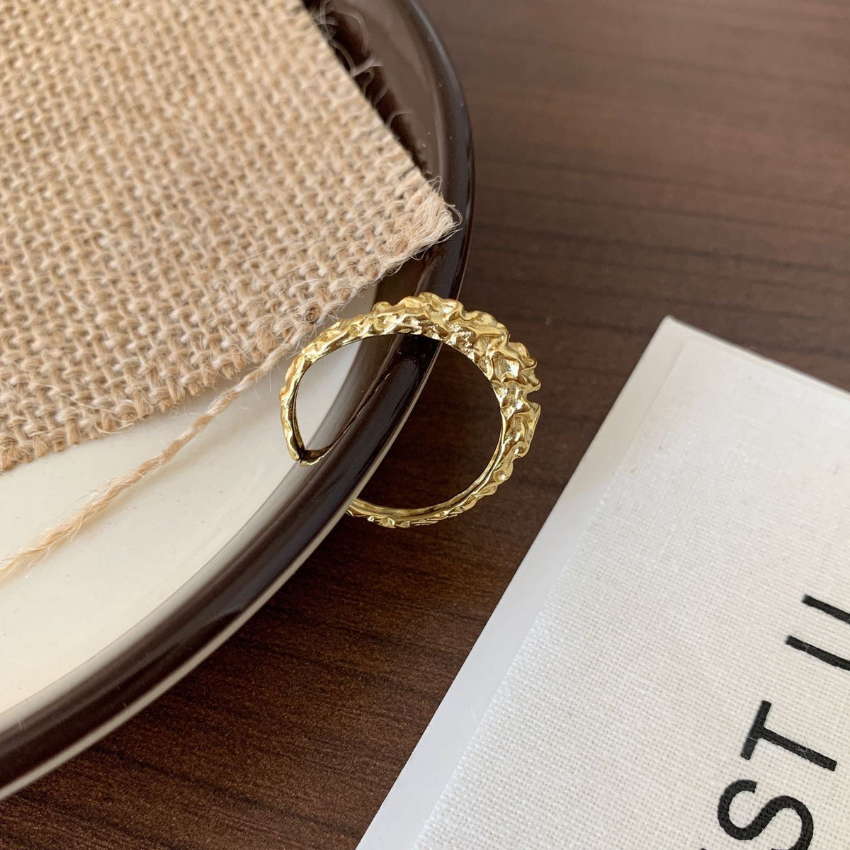 F관 - 925 실버 비정형 요철 포일 질감 오픈형 반지 [J1393] 25.12-3