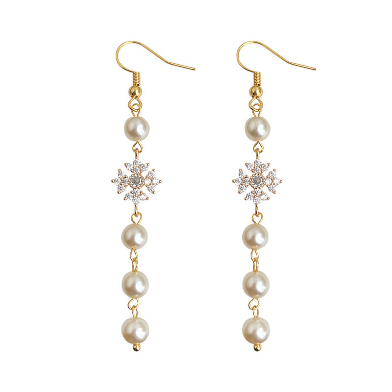 C관 - 미니 큐빅 롱 진주 드롭 핸드메이드 후크 귀걸이 [7064] 25.11-2