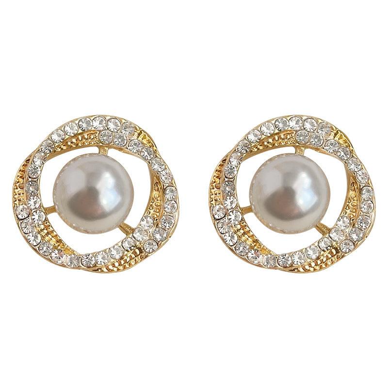 C관 - 미니멀 글라스 큐빅 레진 진주 14K 도금 트렌디 귀걸이 [3642] 24.03-3