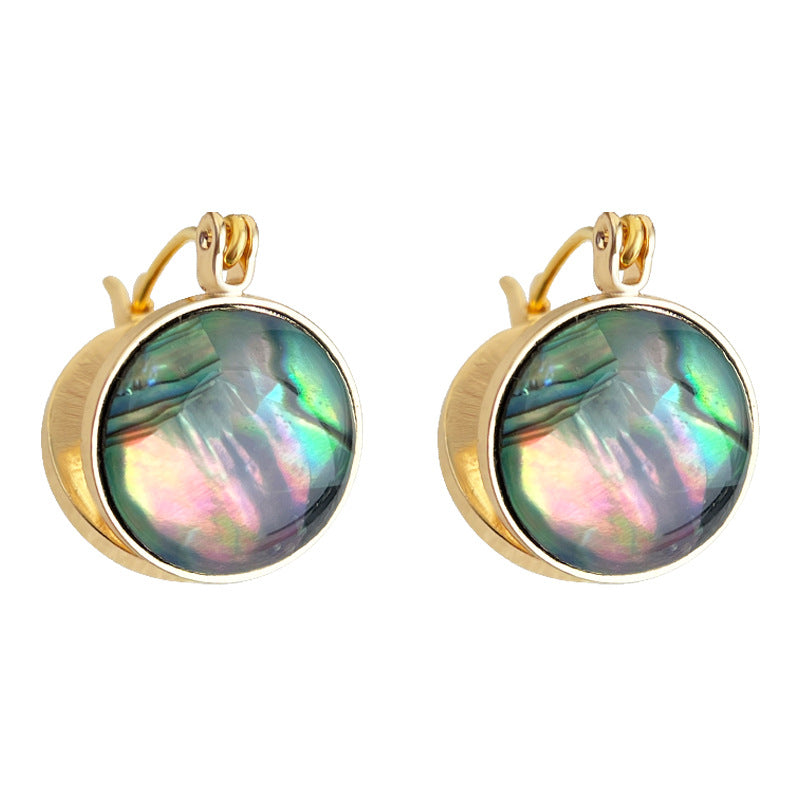 C관 - 전복 자개 원형 양면 귀걸이 [7101] 25.11-4