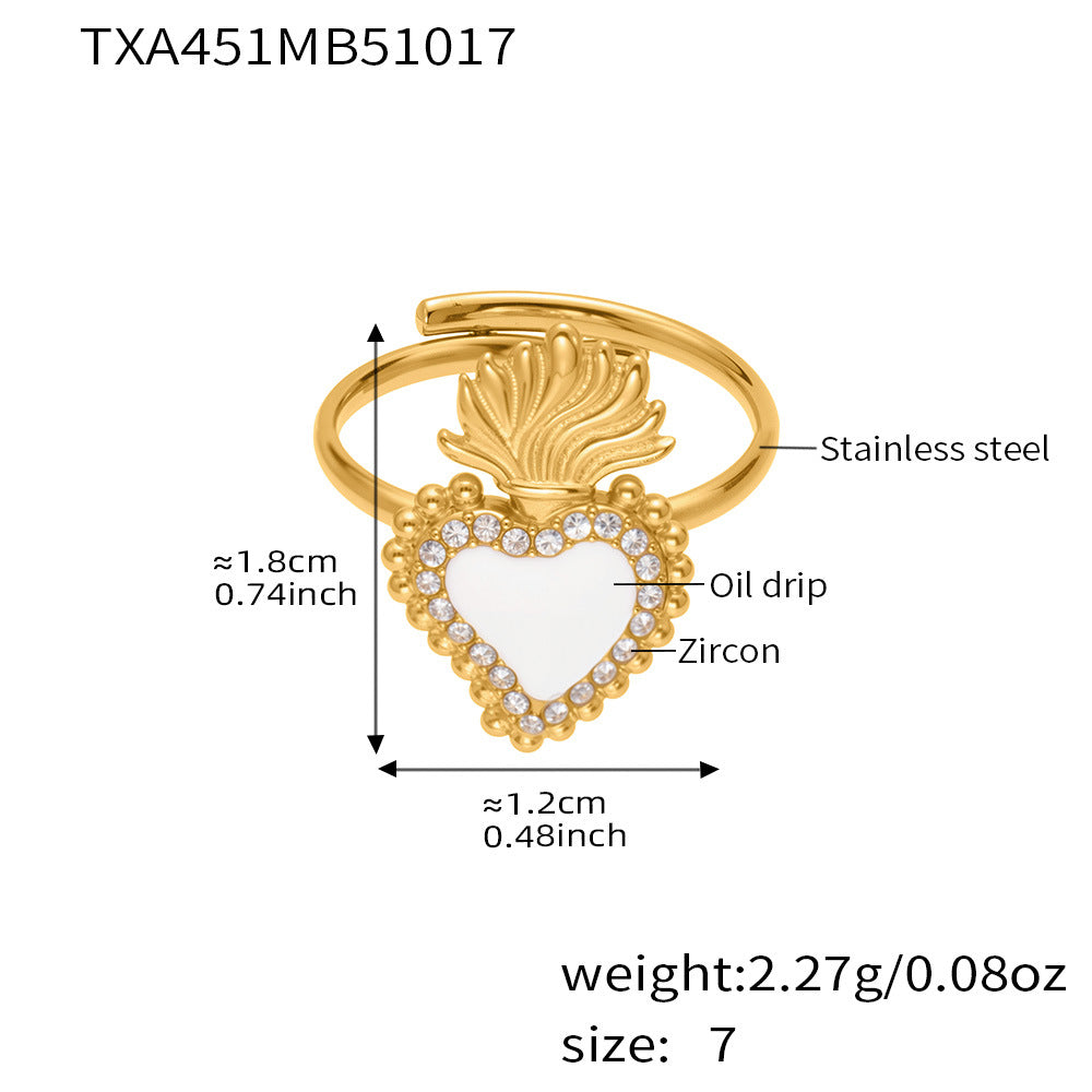 D관 - 18K 도금 스테인리스 스틸 큐빅 왕관 하트 반지 귀걸이 목걸이 [TXP450] 25.10-4