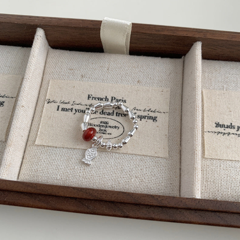 A관 - 물고기 펜던트 홍마노 925 실버 비즈 반지 팔찌 [1511] 25.11-3