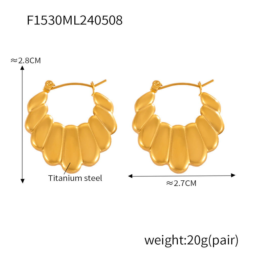 D관 - 티타늄 스틸 레트로 트위스트 디자이너 감성 라운드 귀걸이 [F1529-30] 24.05-3