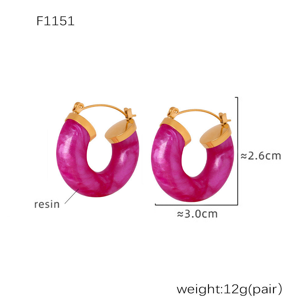 D관 - 스테인리스 스틸 캔디 컬러풀 레진 귀걸이 [F854] 24.12-4