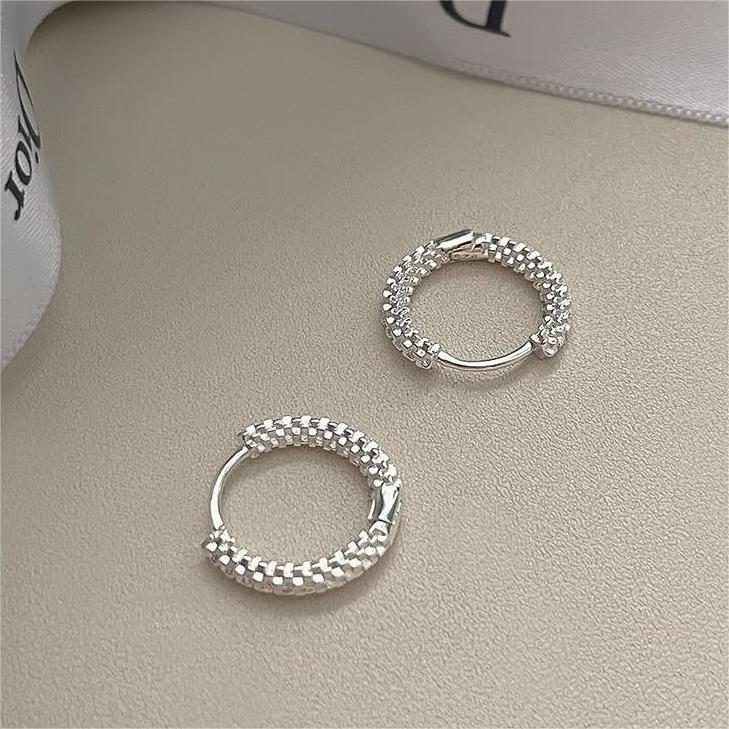 F관 - 925 실버 반짝이는 링형 귀걸이 [C1093] 25.10-4