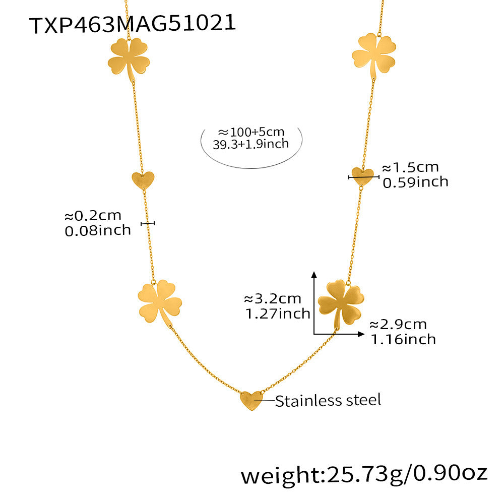 D관 - 스테인리스 18K 도금 하트 네잎 클로버 목걸이 귀걸이 반지 [TXP463] 25.10-5