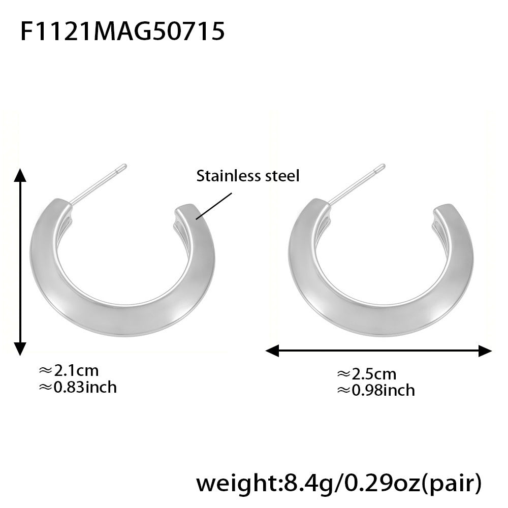 D관 - 스테인리스 스틸 18K 도금 투톤 C형 원형 귀걸이 [F1118-F1121] 25.07-3