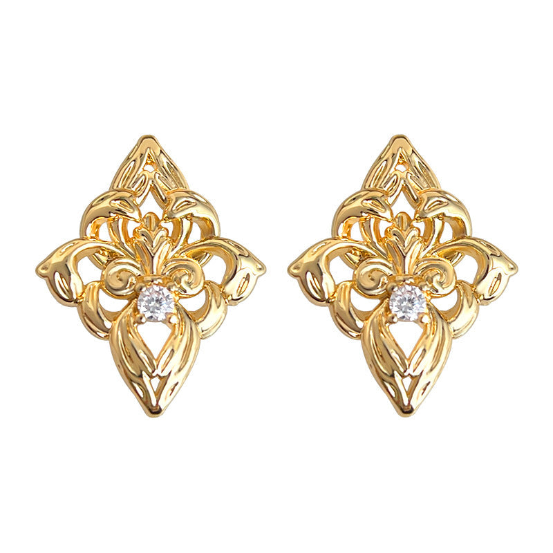 C관 - 다이아 모양 플라워 큐빅 925 은침 귀걸이 [7164] 25.11-4