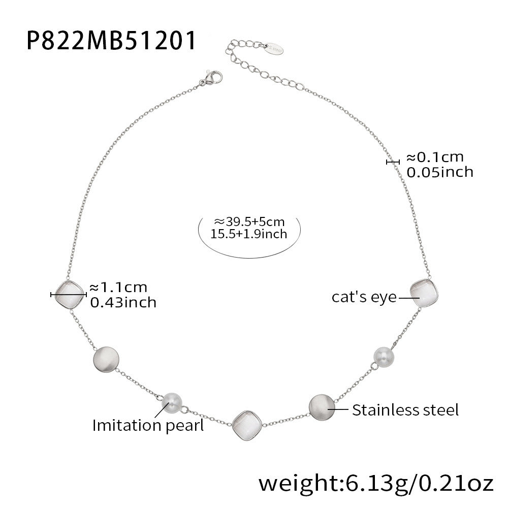 D관 - 묘안석 컬러 비즈 18K 도금 스테인리스 스틸 목걸이 [P822] 25.12-2