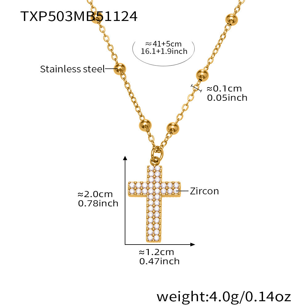 D관 - 스테인리스 스틸 십자가 큐빅 18K 도금 반지 귀걸이 팔찌 목걸이 [TXP503] 25.11-4