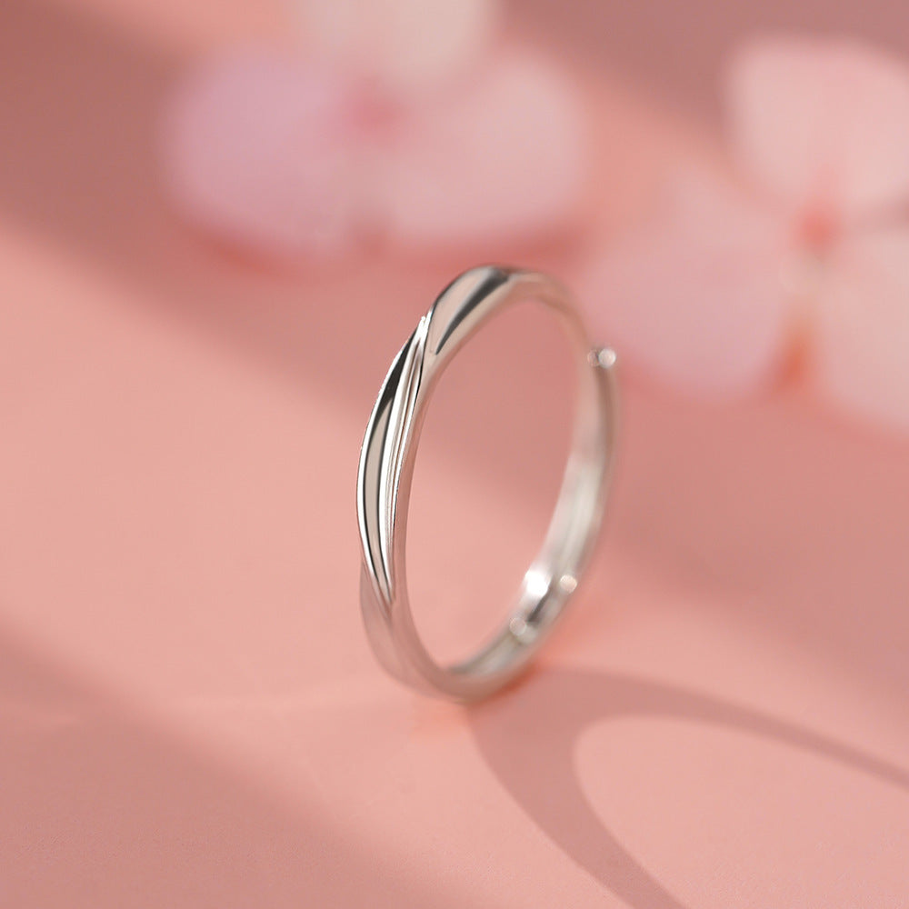 B관 - 999 실버 뫼비우스 크로스 큐빅 커플 반지 [YC3759R_1] 25.12-2