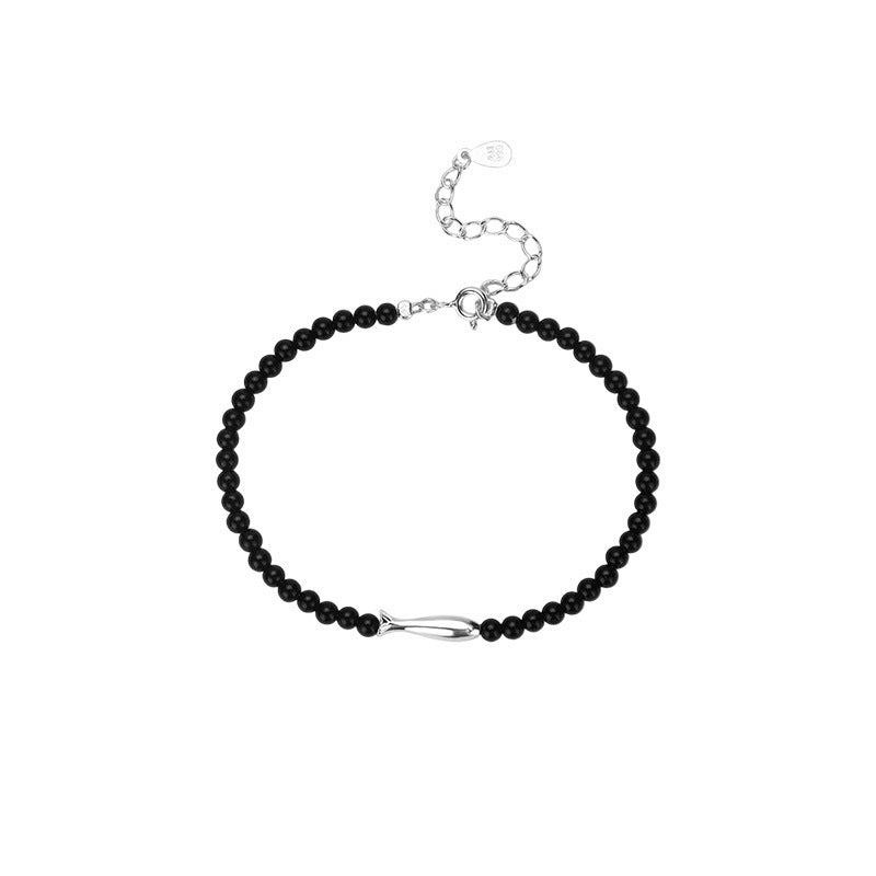 B관 - 999 실버 물고기 흑요석 비즈 팔찌 [YC5314SL_1] 25.10-5