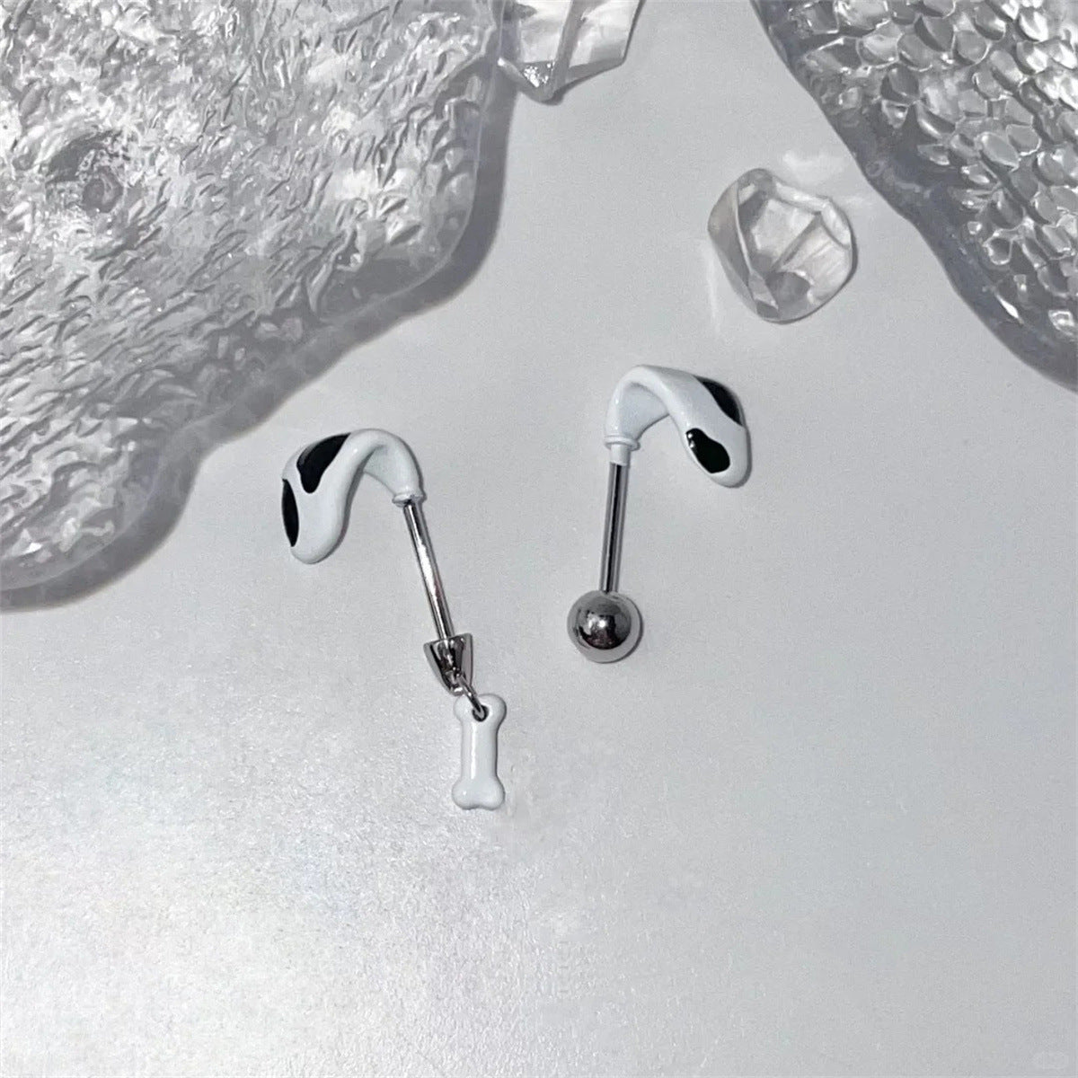 A관 - 티타늄 스틸 강아지 귀 디자인 피어싱 귀걸이 [EH-4086] 25.10-4