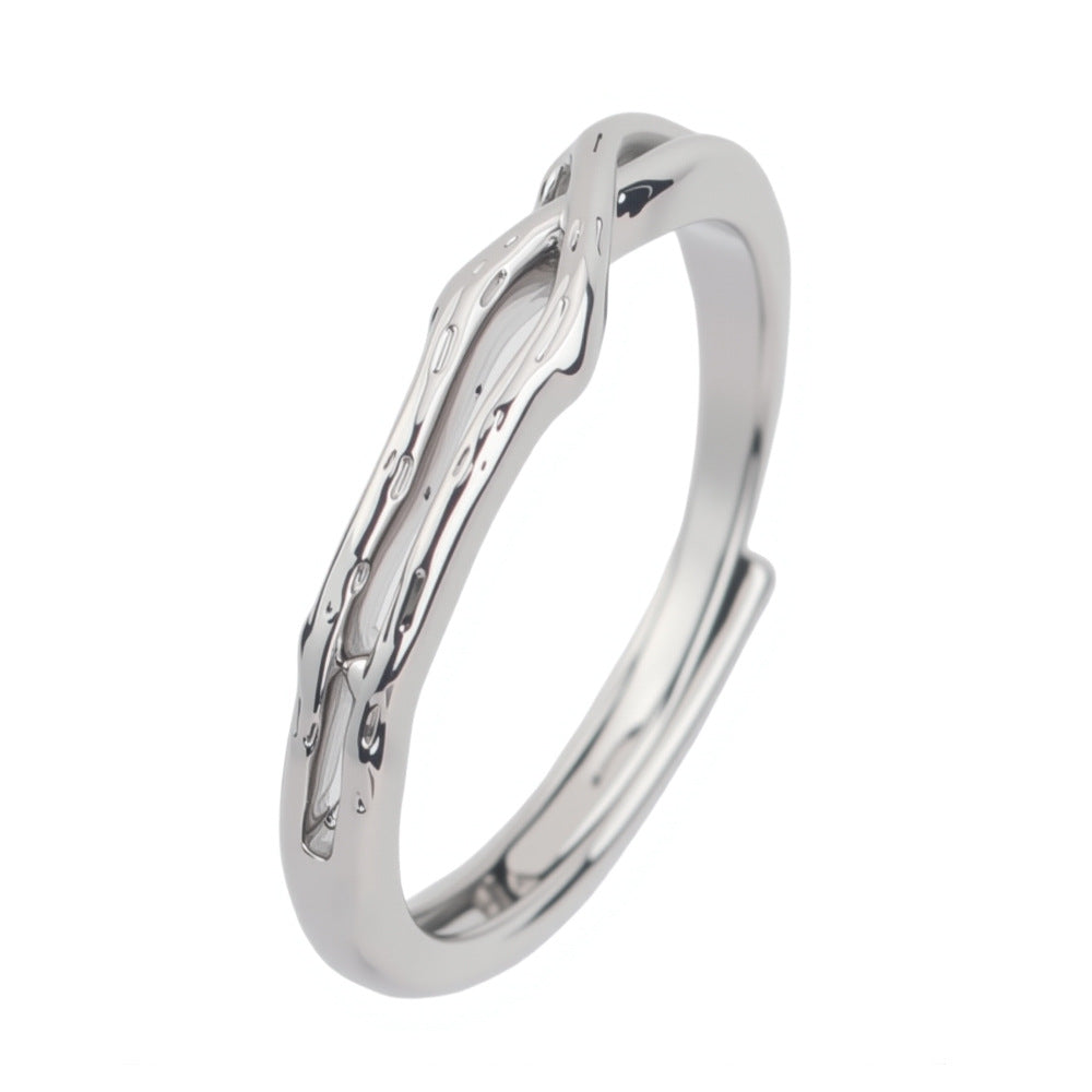 G관 - 나무가지 모양 하트 네잎클로버 큐빅 커플 반지 [J1648] 25.11-4