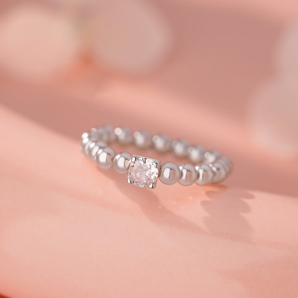 B관 - 925 실버 사각 큐빅 비즈 진주 반지 [YC5467R] 25.12-3