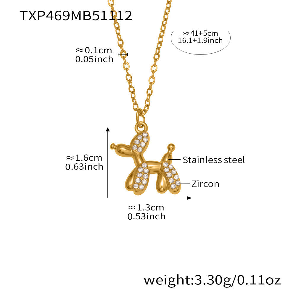 D관 - 큐빅 벌룬독 강아지 펜던트 스테인리스 목걸이 귀걸이 팔찌 [TXP469] 25.11-3
