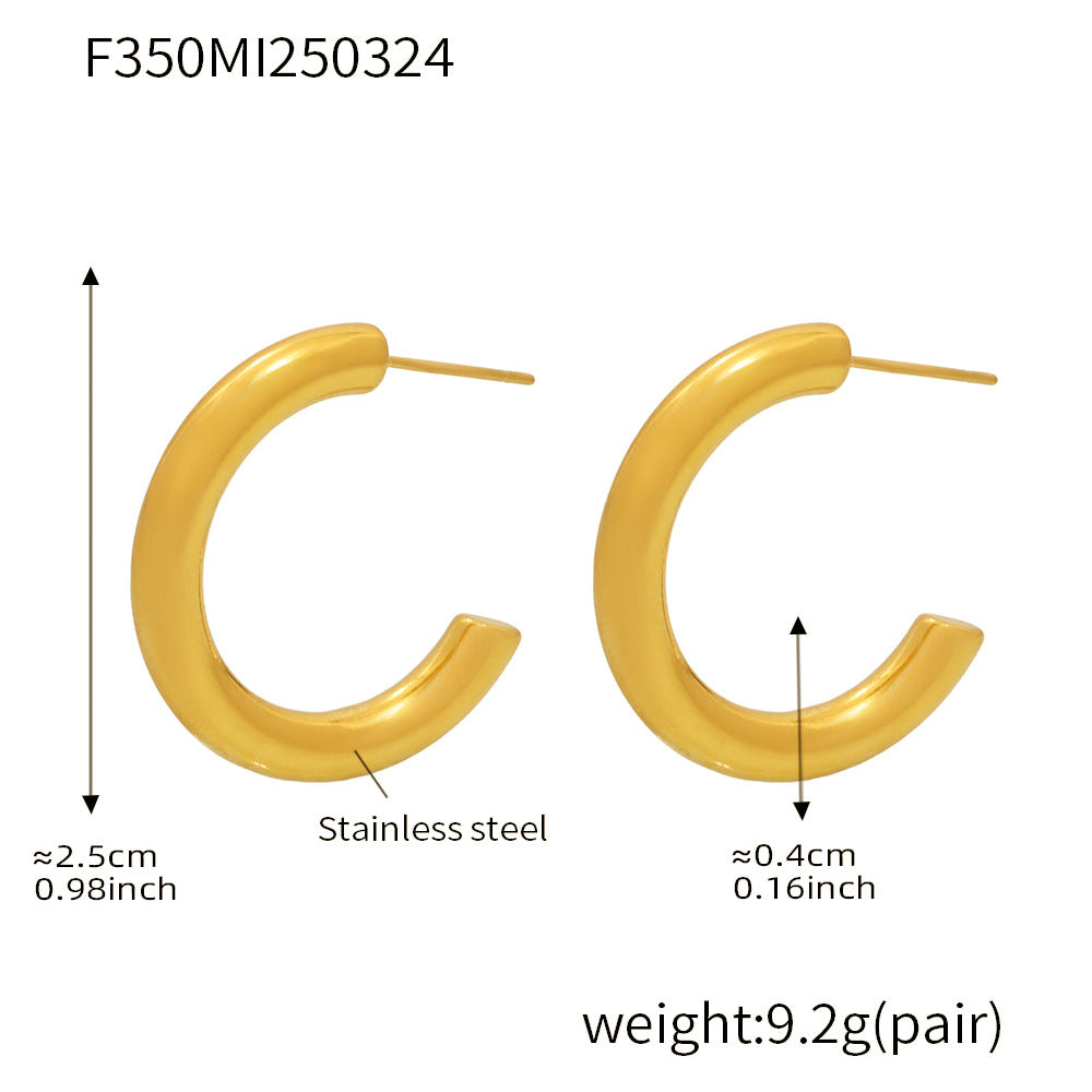 D관 - C형 디자인 스테인리스 스틸 18K 도금 귀걸이 [F350] 25.04-1
