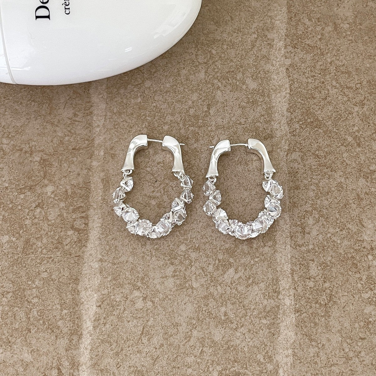 A관 - 입체 서리빛 큐빅 링 귀걸이 [EH-4127] 25.12-1