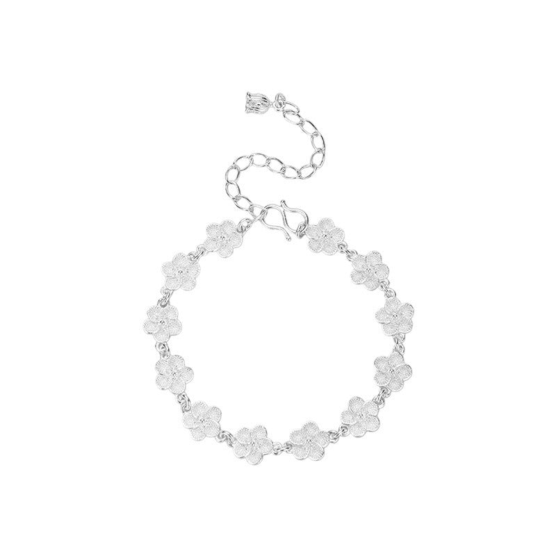 B관 - 999 실버 플라워 연결 체인 디자인 팔찌 [YC4589SL_1] 25.10-5