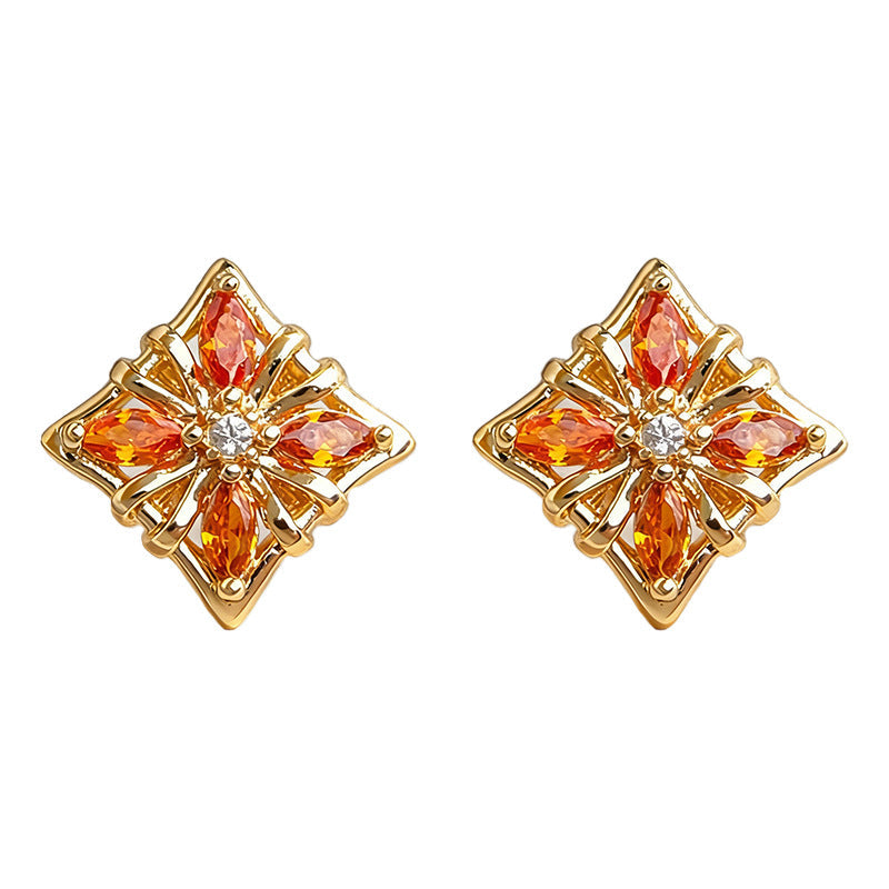 C관 - 사각형 모양 큐빅 925 은침 귀걸이 [7251] 25.12-3