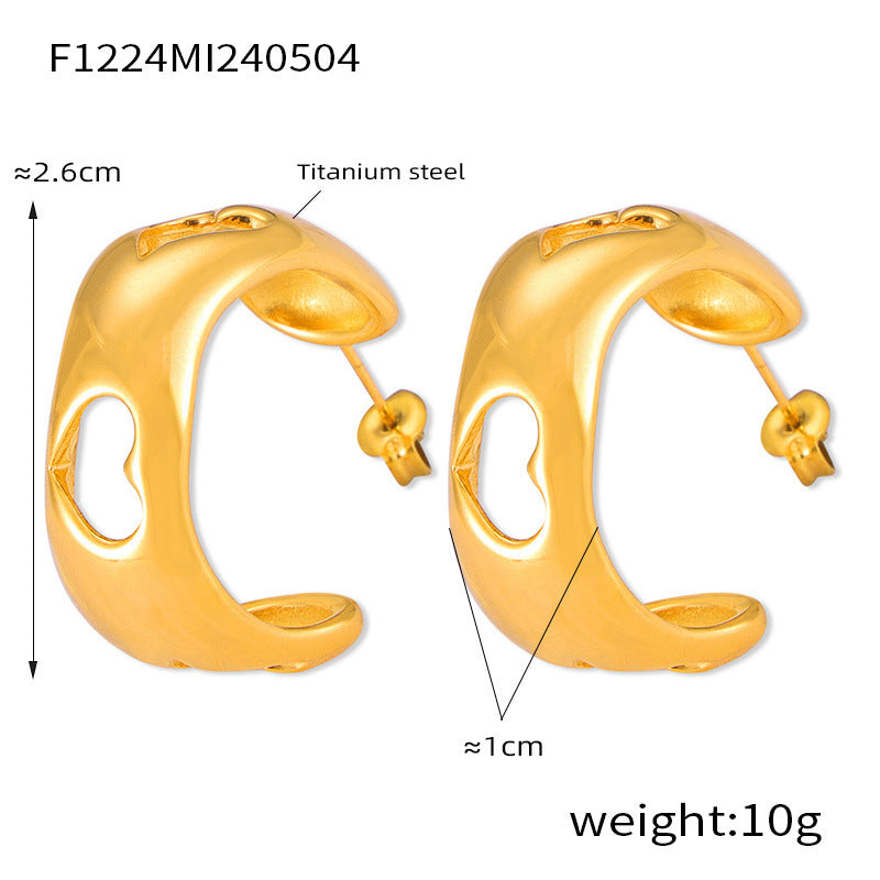 D관 - 티타늄 스틸 크로스 디자인 18K 도금 기하학적 세련된 귀걸이 [F1222-F1224-5] 24.05-2