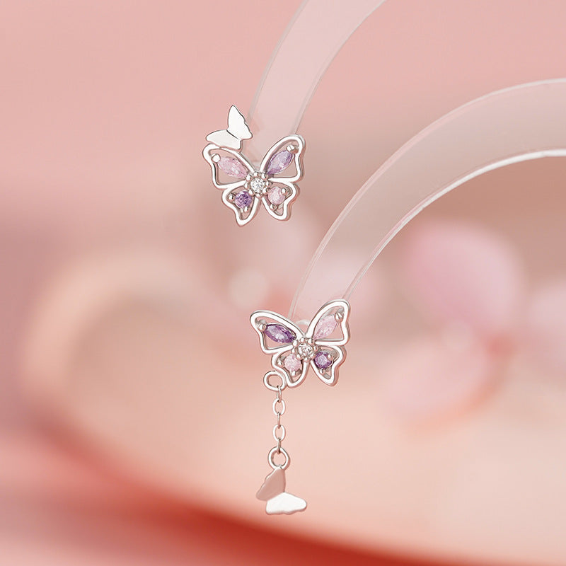 B관 - 999 실버 나비 태슬 플라워 큐빅 디자인 귀걸이 [YC3467E_1] 25.11-3