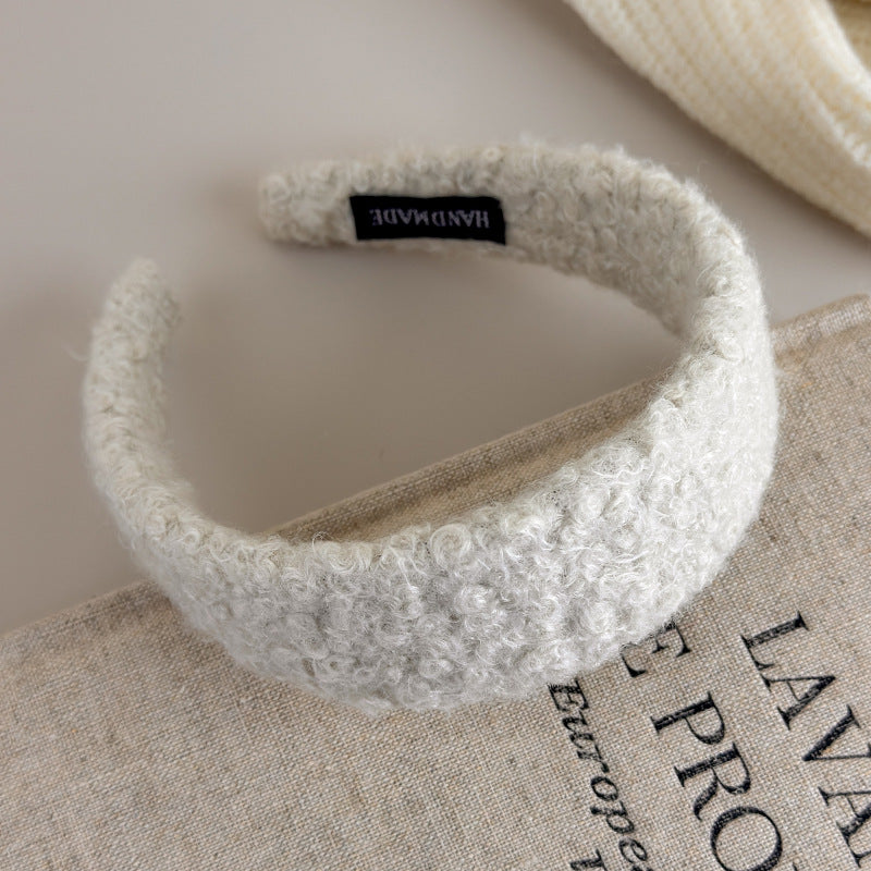 E관 - 양털 퍼 소재 와이드 볼륨 머리띠 [27649] 25.11-1