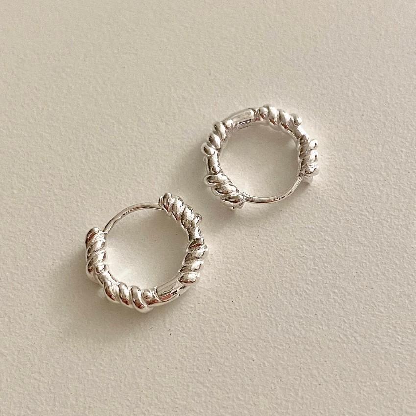F관 - 925 실버 나선 꼬임 패턴 링 귀걸이 [C1026] 25.11-2