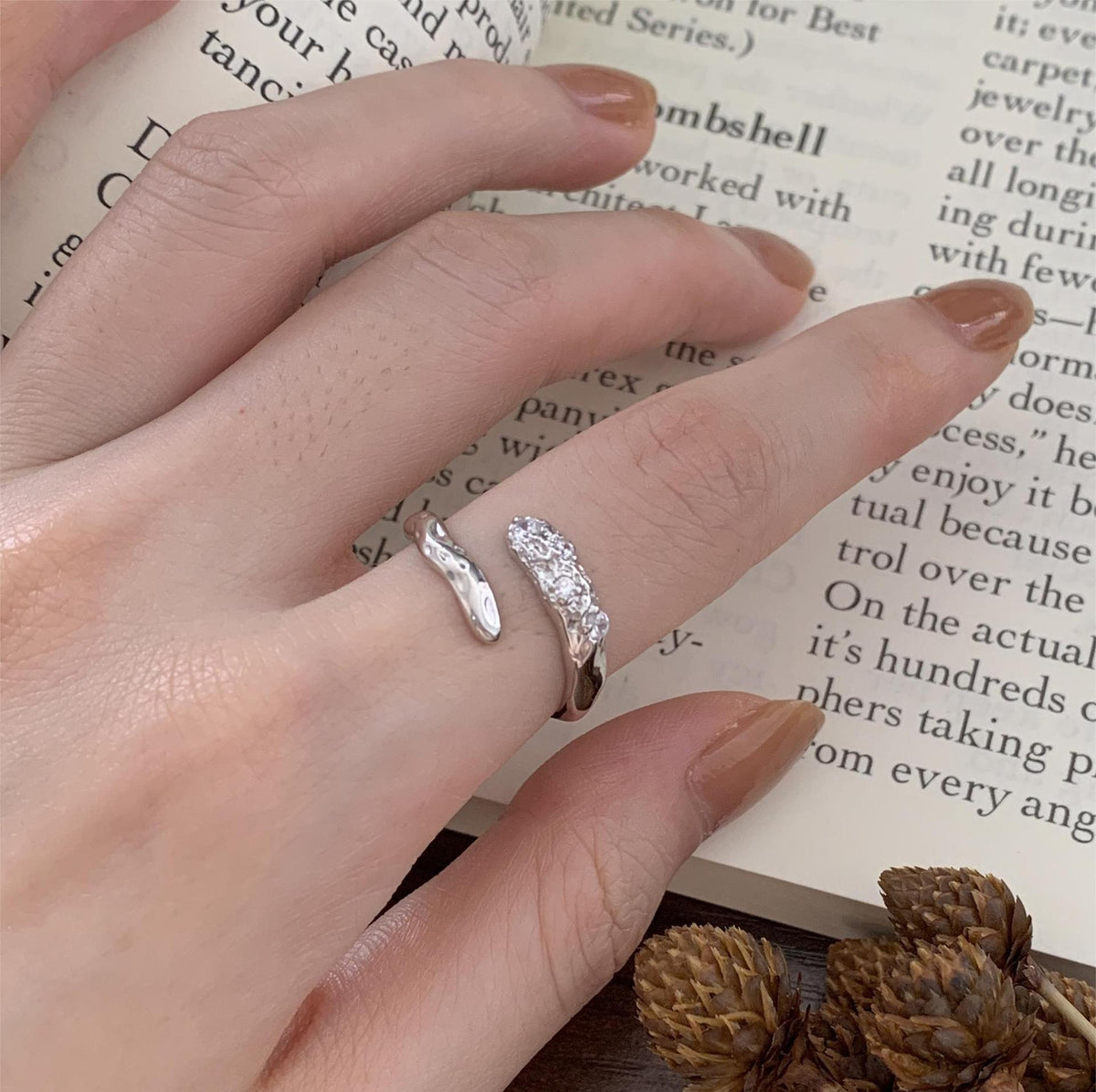 F관 - 925 실버 비정형 큐빅 오픈형 반지 [J1269] 25.12-2