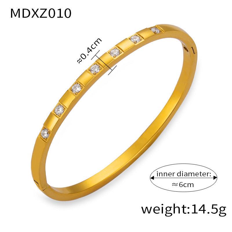 D관 - 티타늄 스틸 18K 도금 모던 컬러 큐빅 변색 방지 팔찌 [Z009-13] 24.03-3