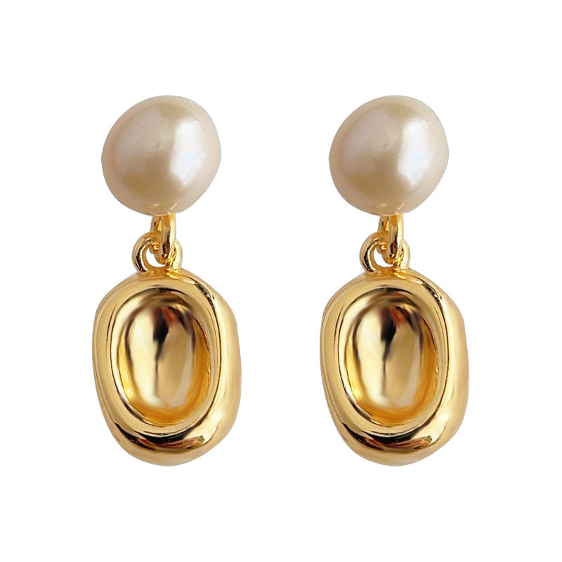 C관 - 담수 진주 고급스러운 14K 도금 은침 기하학적 디자인 귀걸이 [3773] 24.04-4