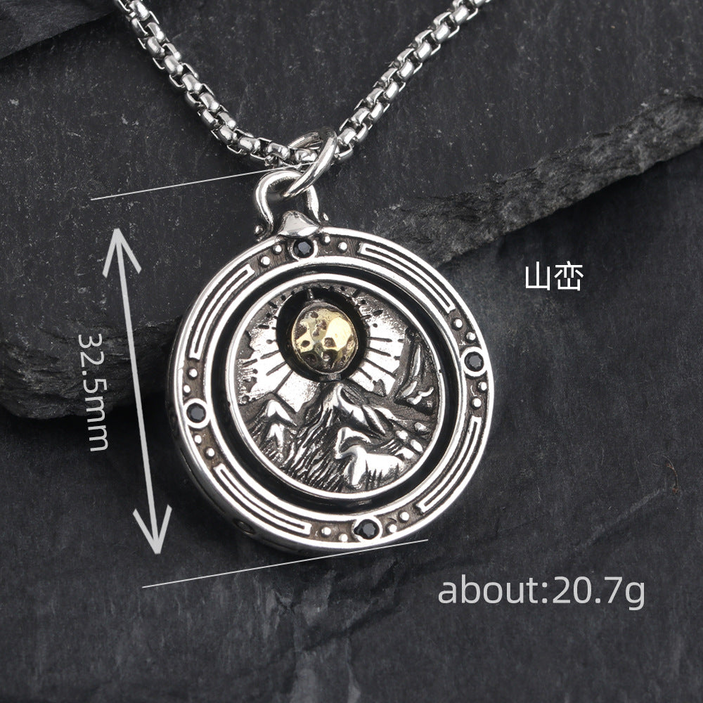 G관 - 빈티지 서약 회전 원형 펜던트 목걸이 [X1187] 25.09-4