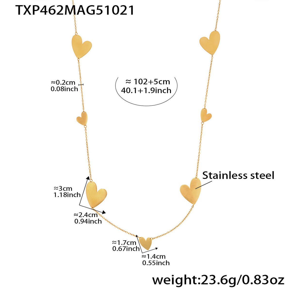D관 - 스테인리스 18K 도금 비대칭 하트 디자인 목걸이 귀걸이 반지 [TXP462] 25.10-5