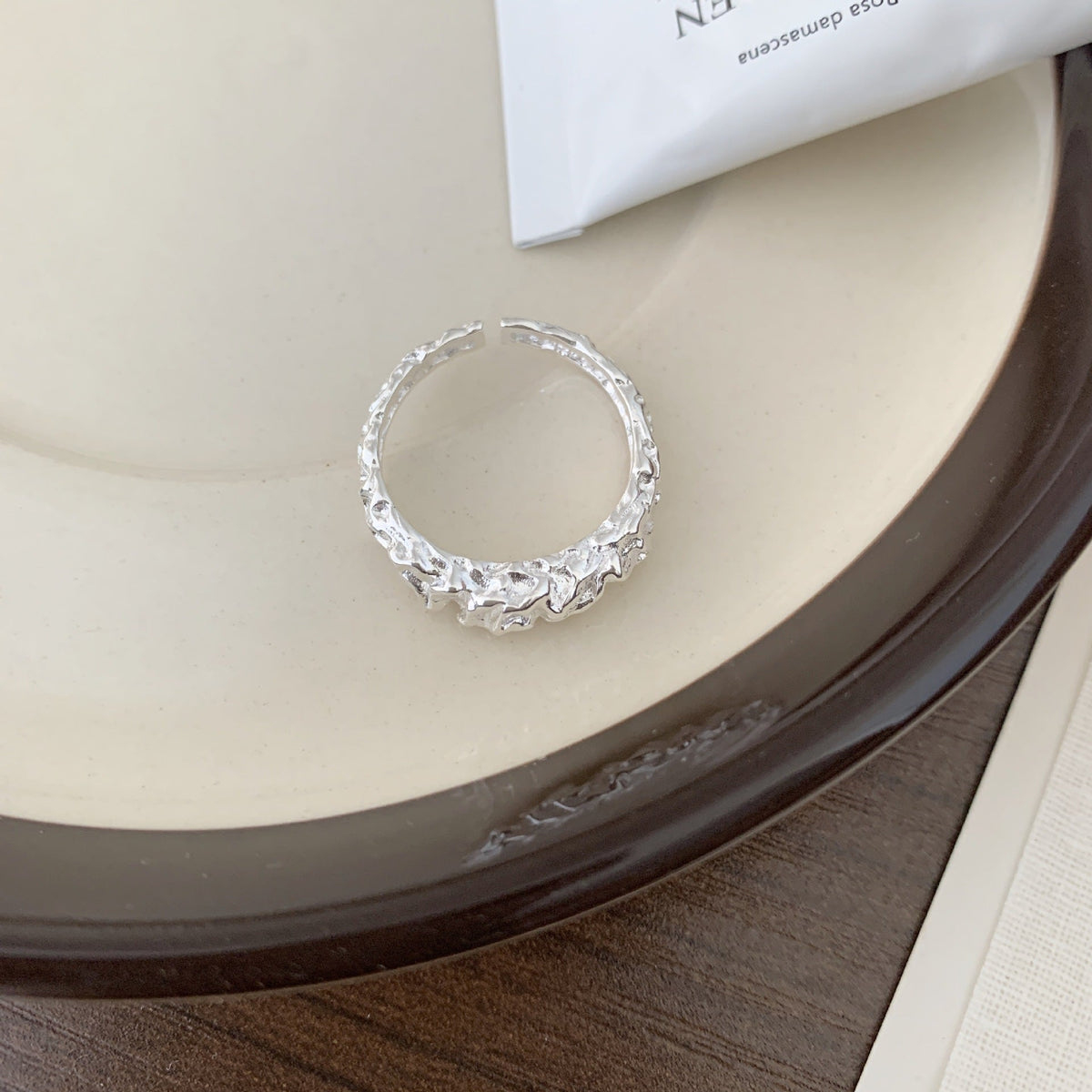 F관 - 925 실버 비정형 요철 포일 질감 오픈형 반지 [J1393] 25.12-3