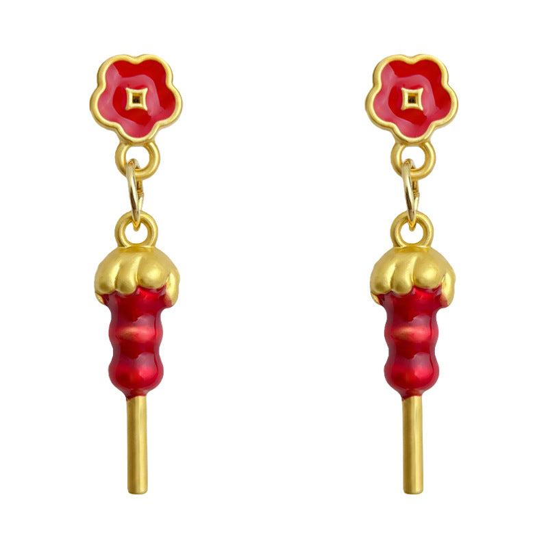 C관 - 핸드페인팅 탕후루 플라워 모양 925 은침 귀걸이 [7209] 25.12-2