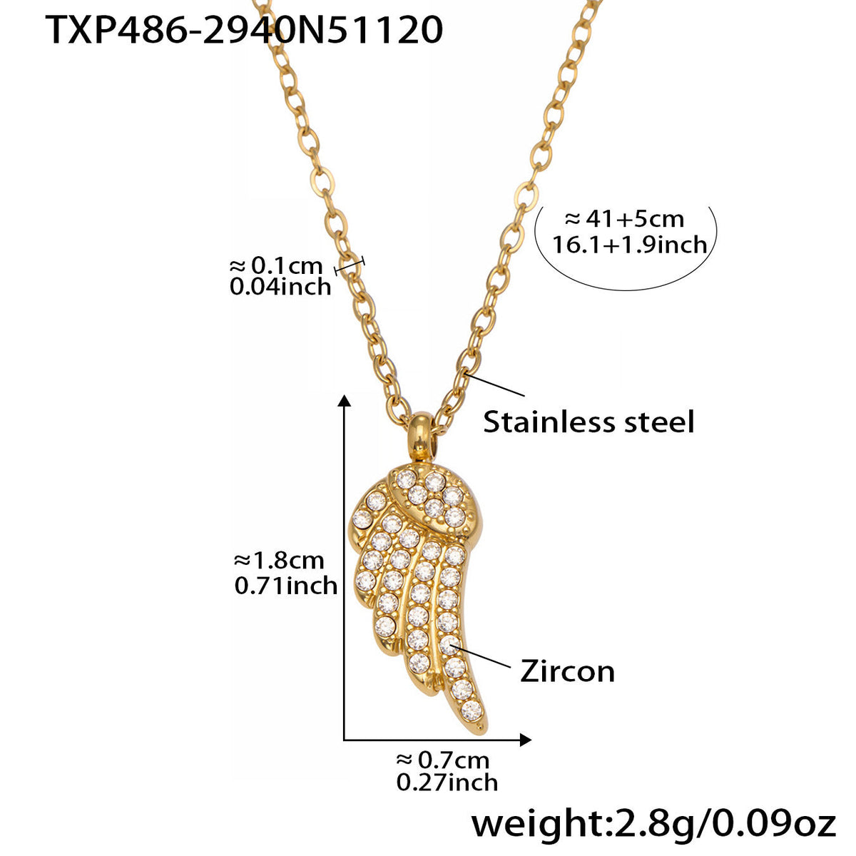 D관 - 스테인리스 스틸 날개 큐빅 18K 도금 팔찌 목걸이 귀걸이 반지 [TXP486] 25.11-4