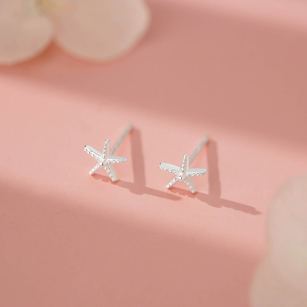 B관 - 999 실버 불가사리 스터드 피어싱 귀걸이 [YC4299E_1] 25.12-2