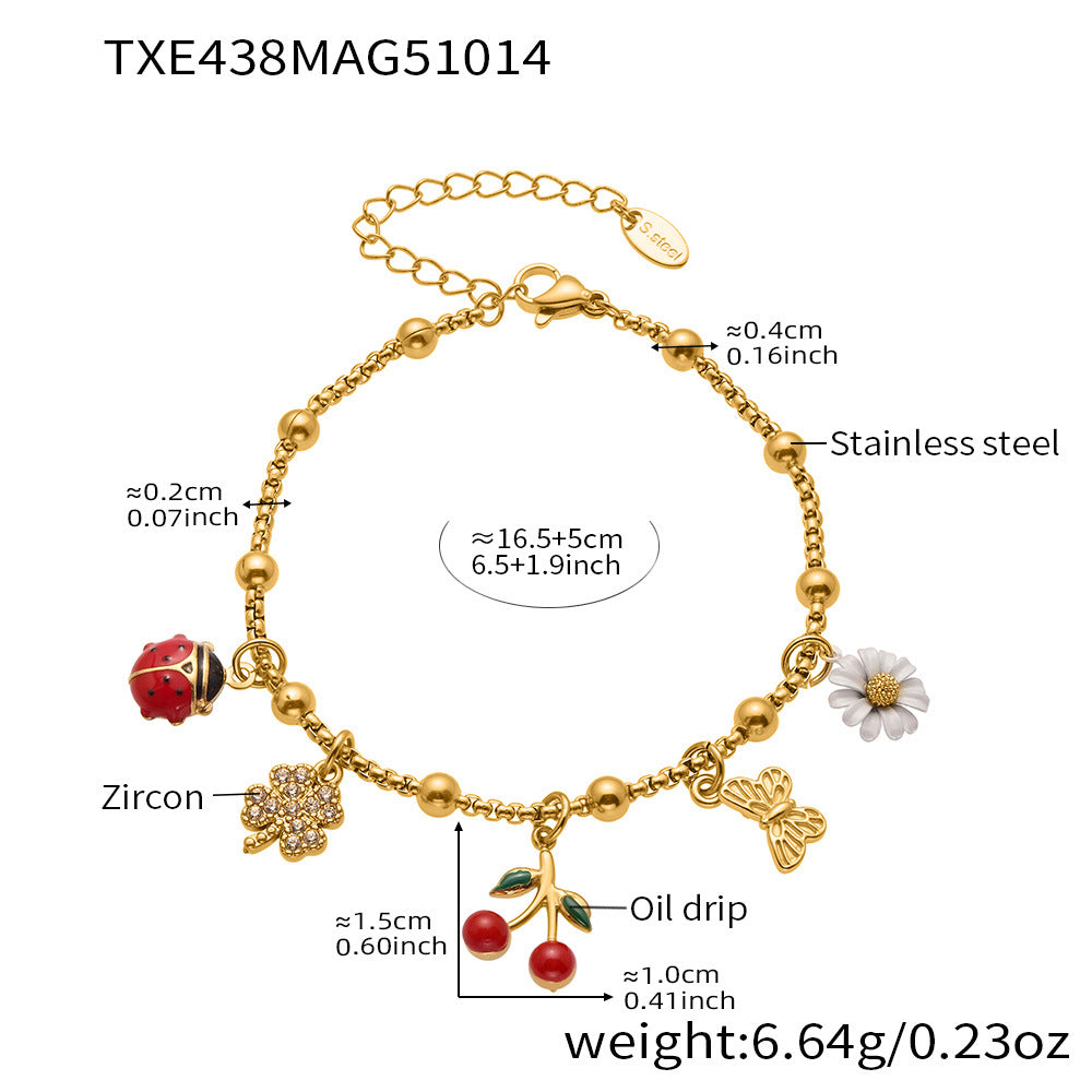 D관 - 스테인리스 스틸 큐빅 체리 딸기 펜던트 목걸이 팔찌 반지 [TXP437] 25.10-4